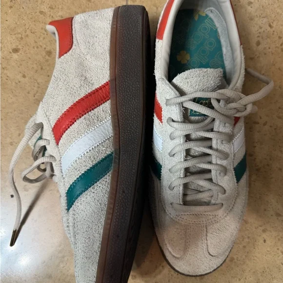 Adidas Cream Sneakers with Vibrant Stripes
